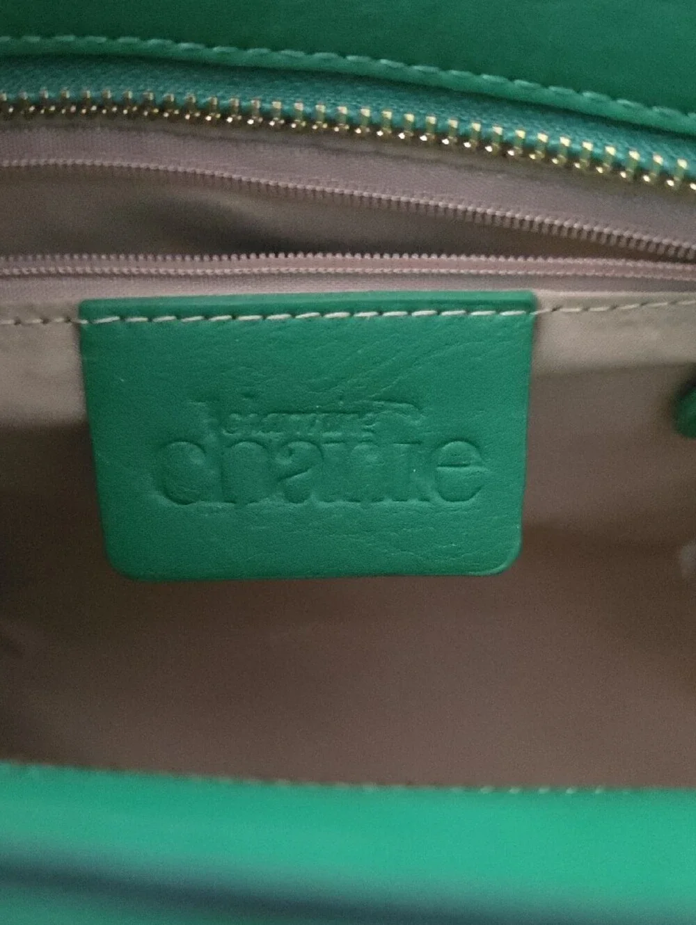 Green Structured Top-Handle Satchel with Gold Turn-Lock
